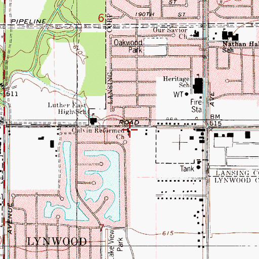 Topographic Map of Calvin Reformed Church, IL