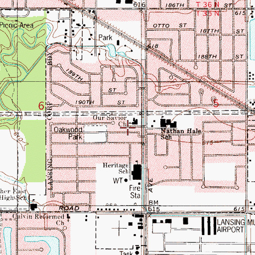 Topographic Map of Our Saviour's Lutheran Church, IL