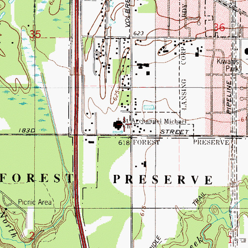 Topographic Map of Saint Archangel Michael Church, IL