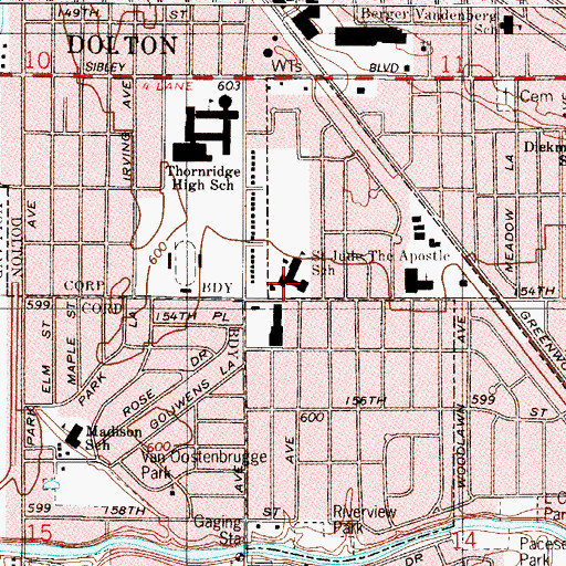 Topographic Map of Saint John Roman Catholic Church, IL