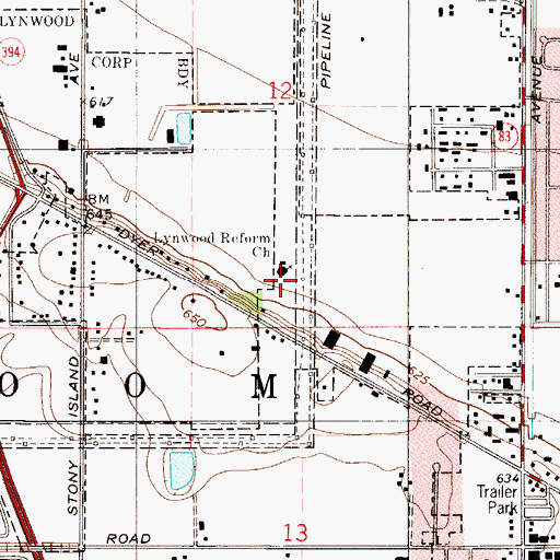 Topographic Map of Lynwood Christian Reform Church, IL