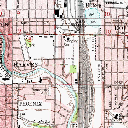 Topographic Map of Sandridge School, IL