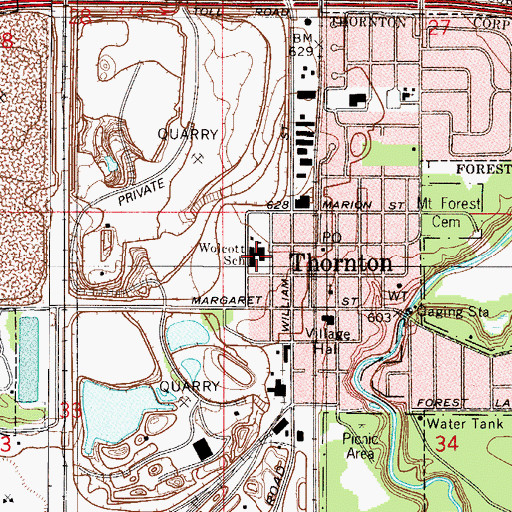 Topographic Map of Wolcott School, IL