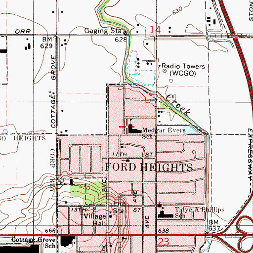 Topographic Map of Medgar Evers Elementary School, IL
