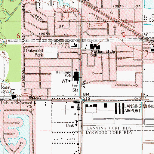 Topographic Map of Heritage Middle School, IL