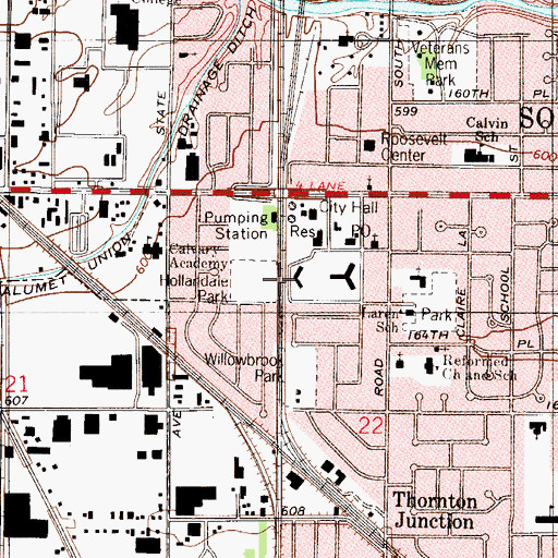 Topographic Map of Hollandale Park, IL