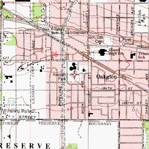 Topographic Map of Kiwanis Park, IL