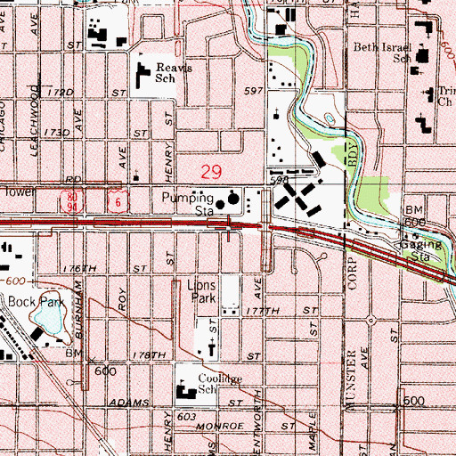 Topographic Map of Lions Park, IL