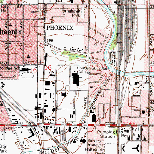 Topographic Map of South Suburban College, IL