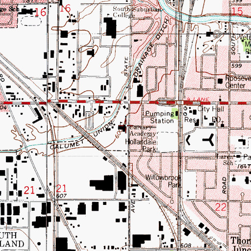Topographic Map of Calvary Academy, IL