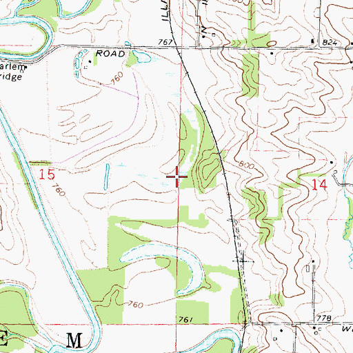 Topographic Map of Ducks Misery, IL