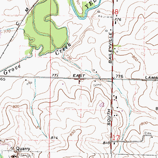 Topographic Map of Elmwood School (historical), IL