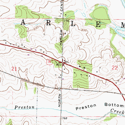 Topographic Map of Harlem Center School (historical), IL