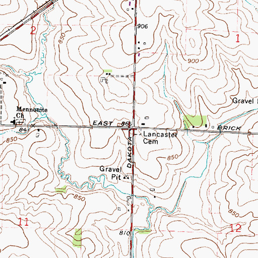 Topographic Map of Lancaster School (historical), IL