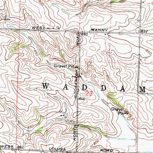 Topographic Map of Manny School (historical), IL