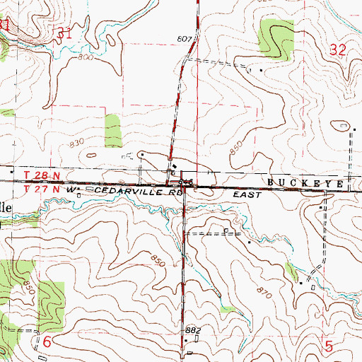 Topographic Map of Mount Hope School (historical), IL