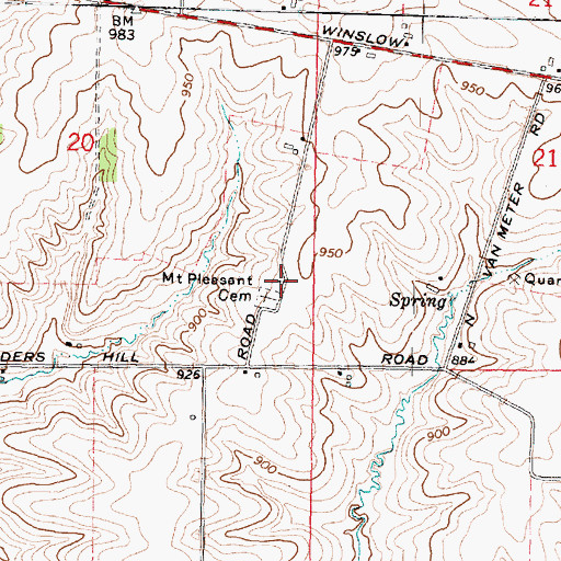 Topographic Map of Mount Pleasant School (historical), IL