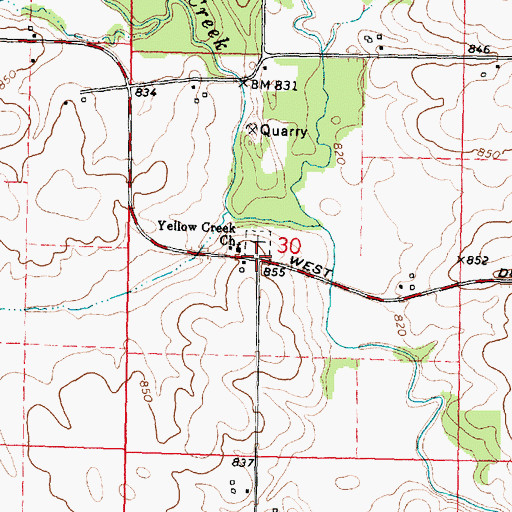 Topographic Map of Yellow Creek, IL