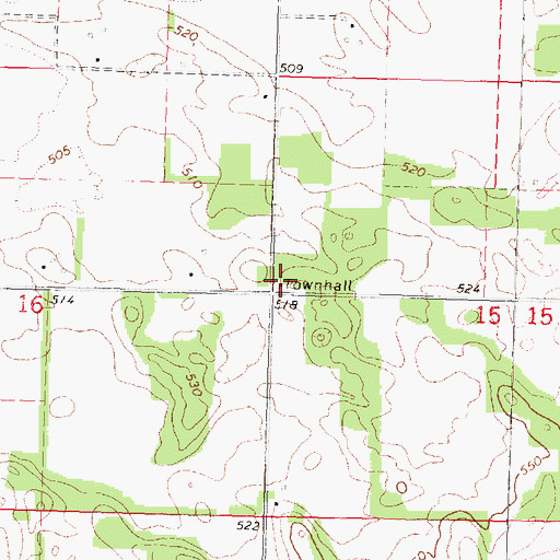 Topographic Map of Crane Creek Town Hall, IL