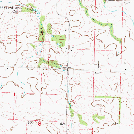 Topographic Map of Leases Grove Church (historical), IL