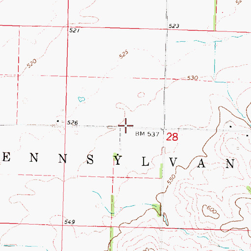 Topographic Map of Leveldale School (historical), IL