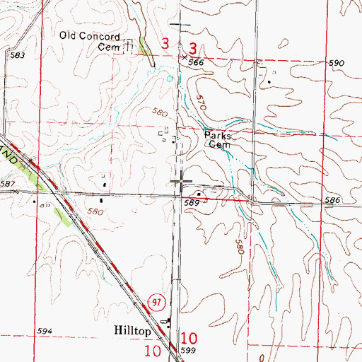 Topographic Map of Barclay School (historical), IL