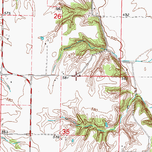 Topographic Map of Brush School (historical), IL