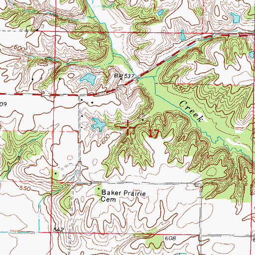 Topographic Map of Indian Creek Mine, IL