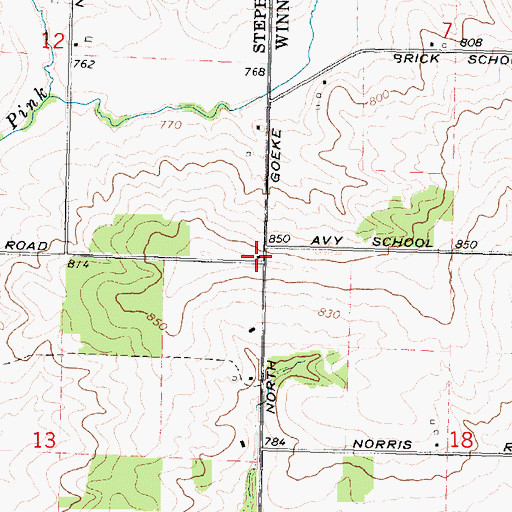Topographic Map of Avy School (historical), IL