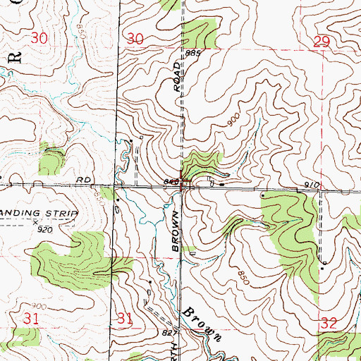 Topographic Map of Brown School (historical), IL