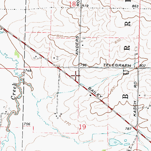 Topographic Map of Bailey School (historical), IL