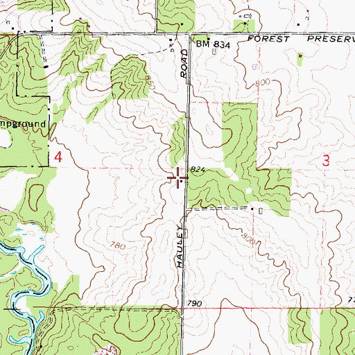 Topographic Map of Bennett School (historical), IL