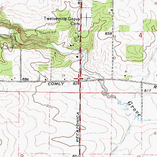 Topographic Map of Burch School (historical), IL