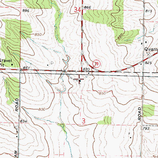 Topographic Map of Elton School (historical), IL