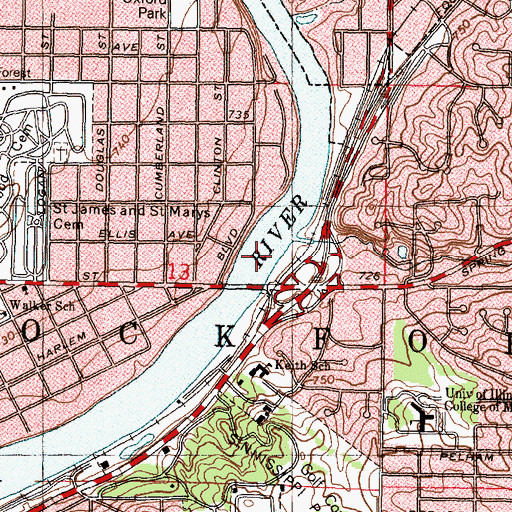 Topographic Map of High Bridge (historical), IL