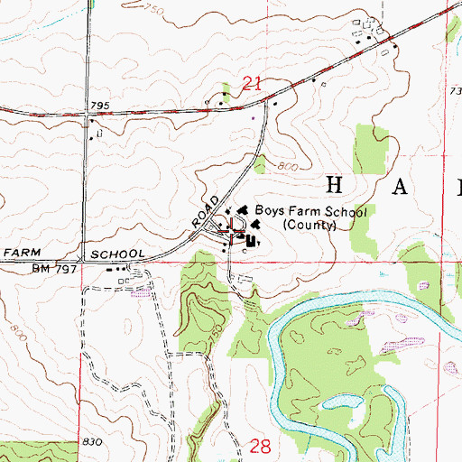 Topographic Map of Winnebago County Boys Reform School, IL