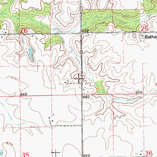 Topographic Map of Brush School (historical), IL
