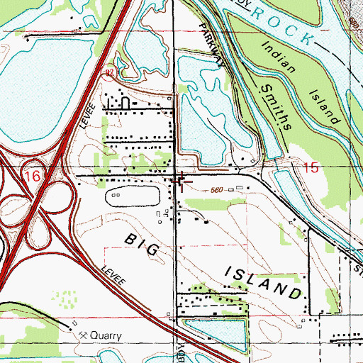 Topographic Map of Big Island School (historical), IL