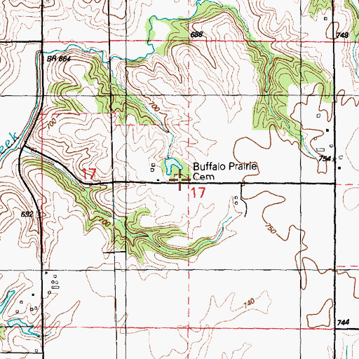 Topographic Map of Buffalo Prairie Church (historical), IL