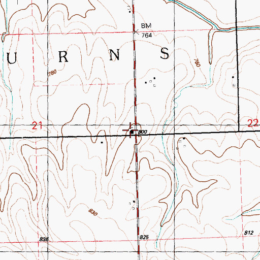 Topographic Map of Burns School (historical), IL