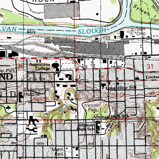 Topographic Map of Claude W Foss Memorial Home (historical), IL
