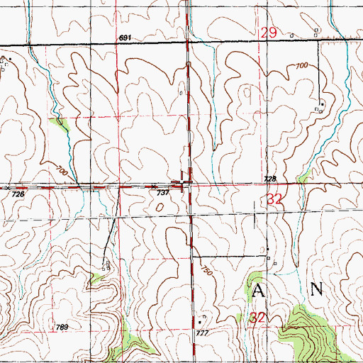 Topographic Map of Edwards Valley School (historical), IL