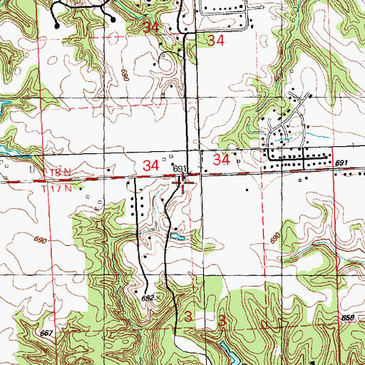Topographic Map of Hanna Center School (historical), IL
