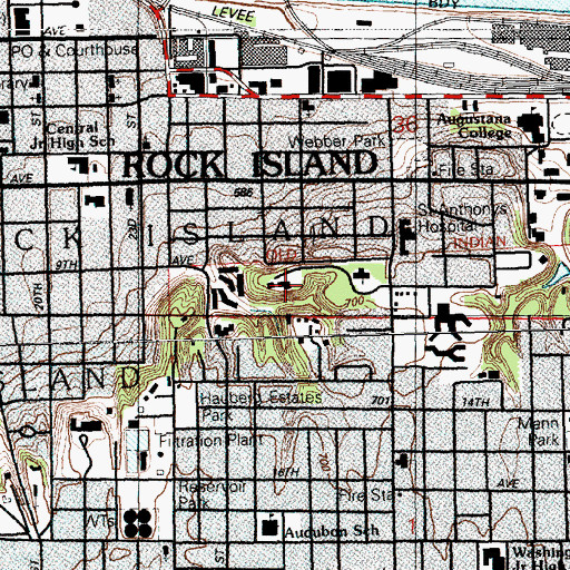 Topographic Map of Huber Memorial Home (historical), IL