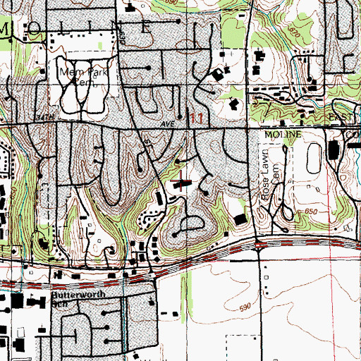 Topographic Map of Jane Adams School (historical), IL