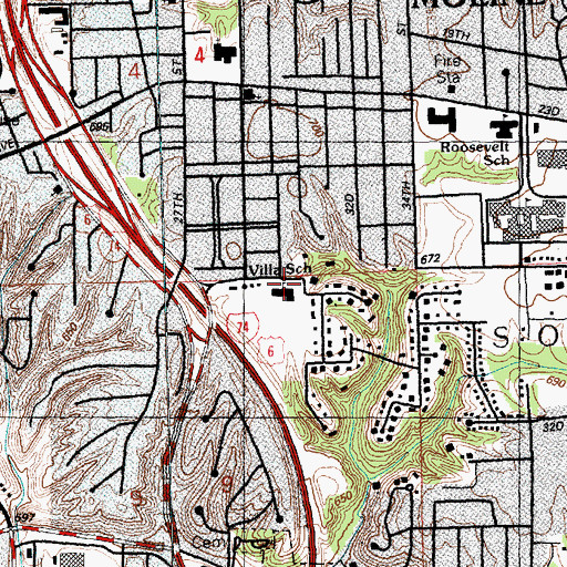 Topographic Map of Jefferson School (historical), IL