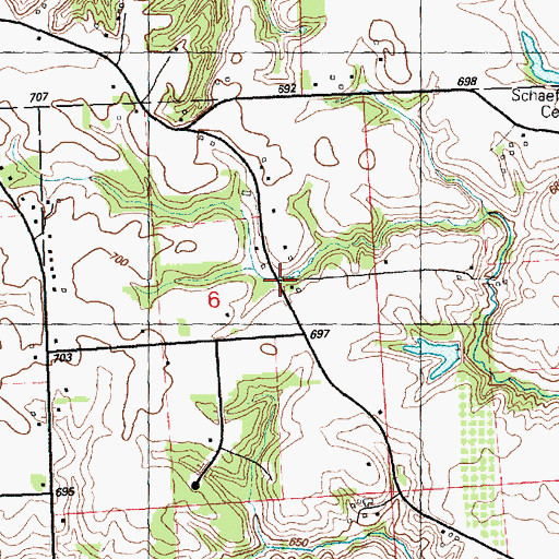 Topographic Map of Leafy Bower School (historical), IL