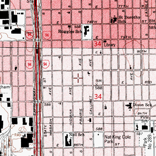 Topographic Map of Mercy High School (historical), IL