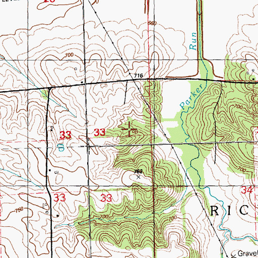 Topographic Map of Merryman Cemetery, IL