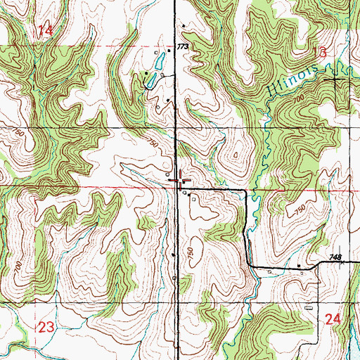 Topographic Map of Oakdale School (historical), IL